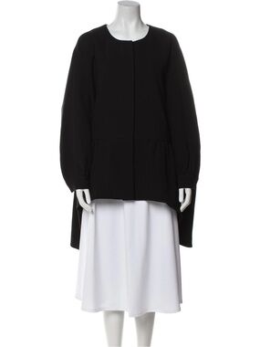 CO Essentials Black Button-Front Peplum Tunic Jacket